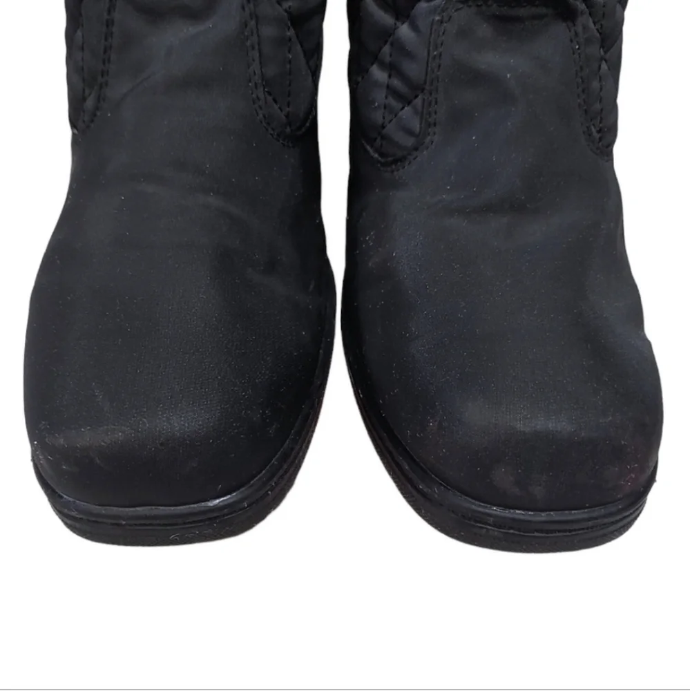 Totes Black Quilted Weatherproof Faux Fur Lined Boots Women's Size 10